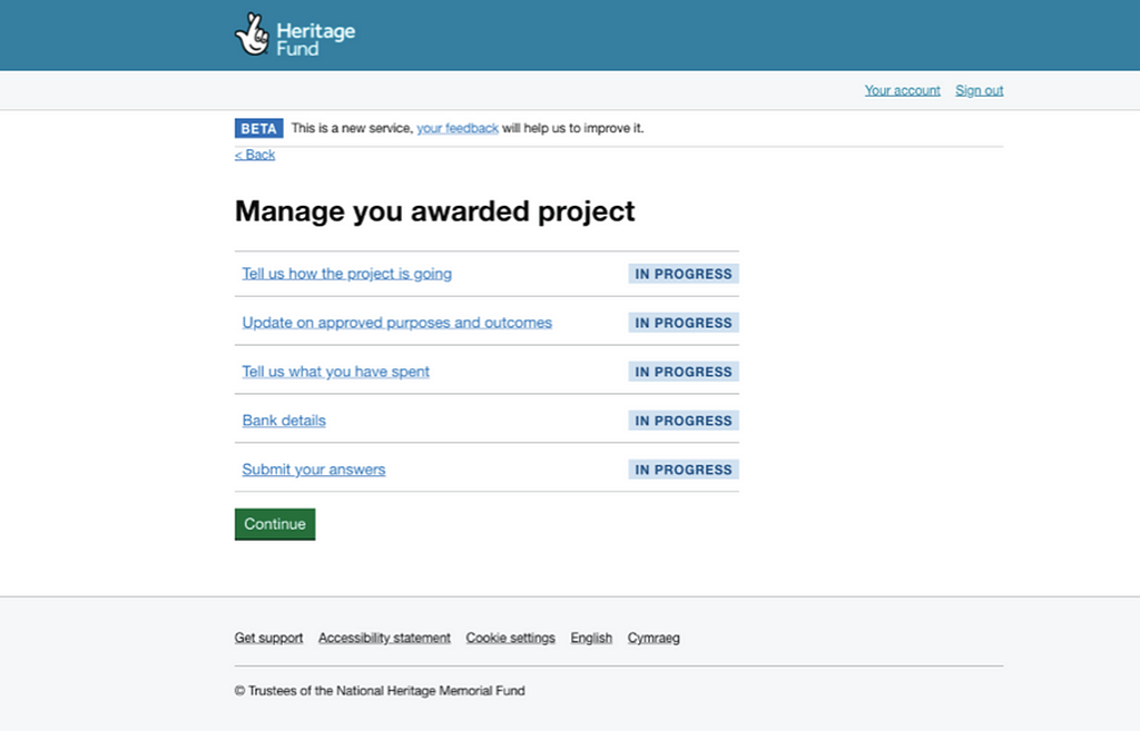 The start of the arrears payment journey for an external user.