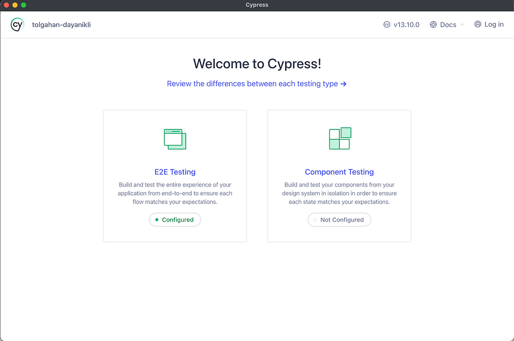 Cypress environment setup: Selecting the test scope