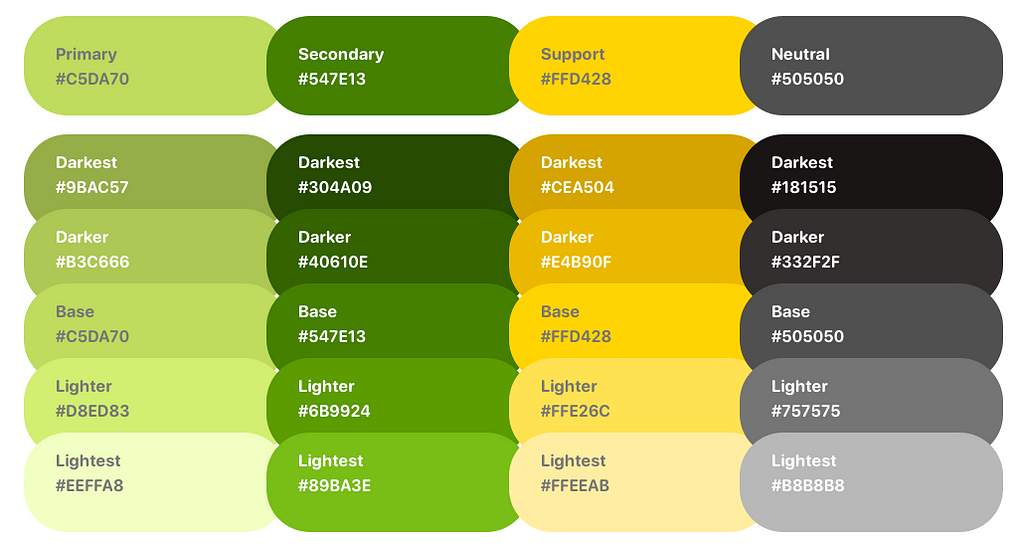 List of colors, shades and their corresponding hex values