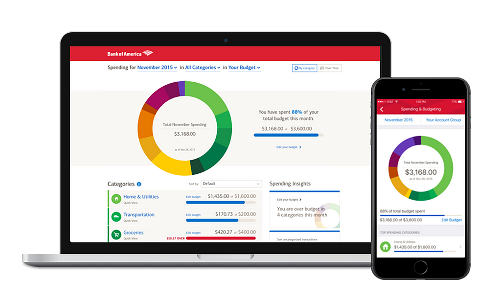 Bank of America expenses feature