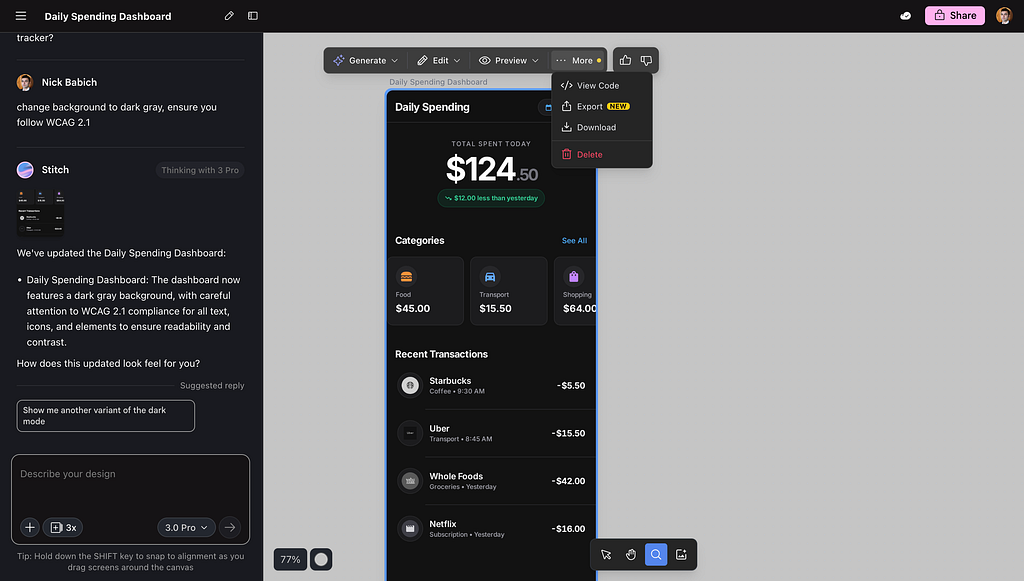 1*l2IjL-RSWrr09NGT43PXHg Google Stitch for UI Design
