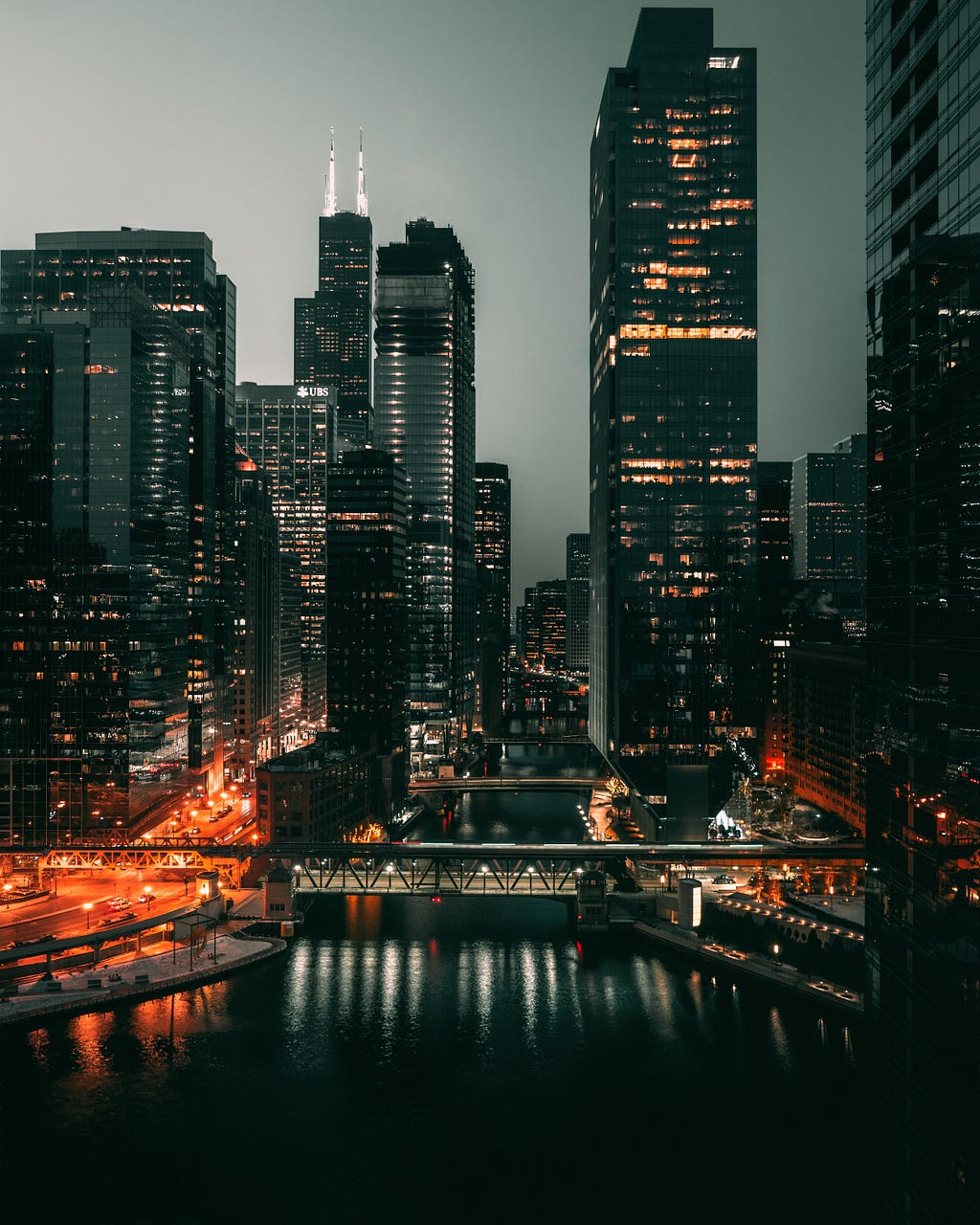 City scape of sky scrapper buildings.