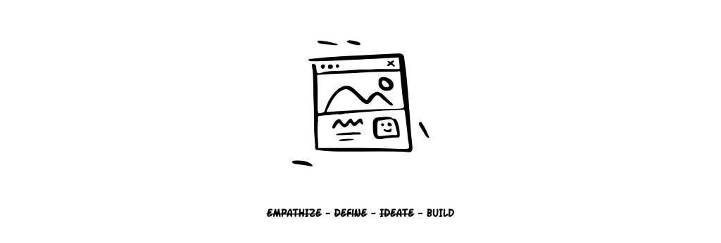 An image of a user interface with ‘Empathize’, ‘Define’ and ‘Ideate’ strikethrough, only leaving ‘Build’.