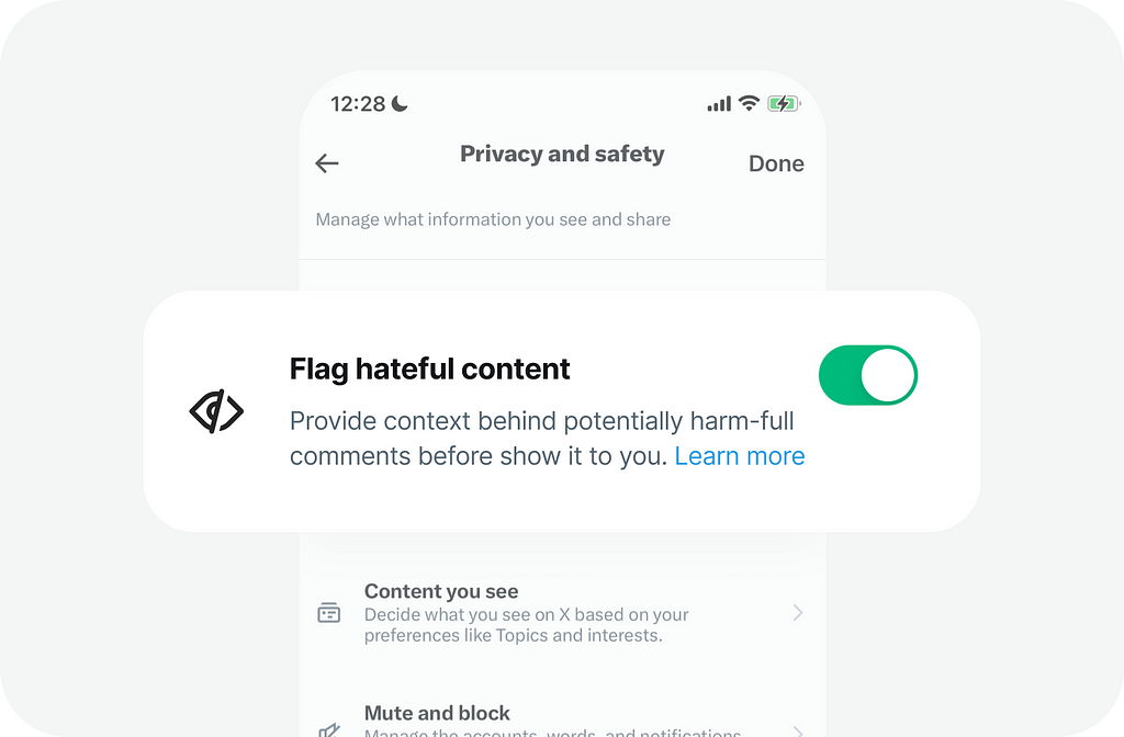 Flag hateful content settings. Mitigating Hate Speech on Social Media Using AI.