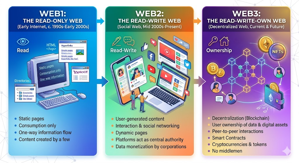 The Evolution of the Internet: From Static Pages to the Decentralized Future