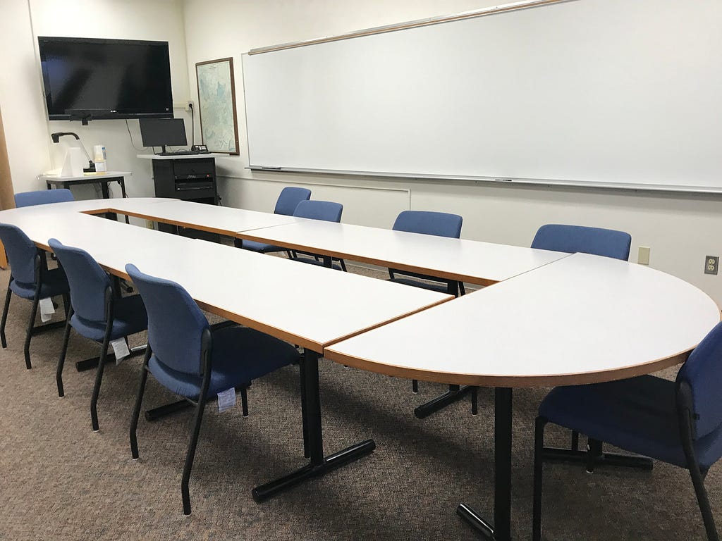 desks in a room