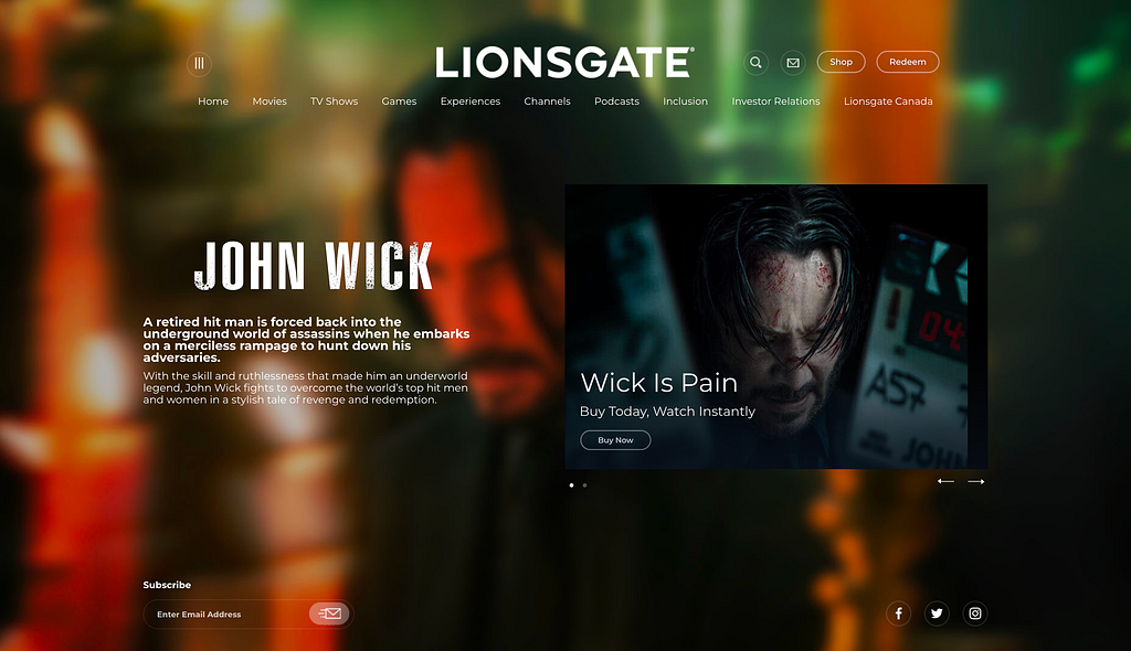 Sitio web oficial de la película John Wick, 2014.