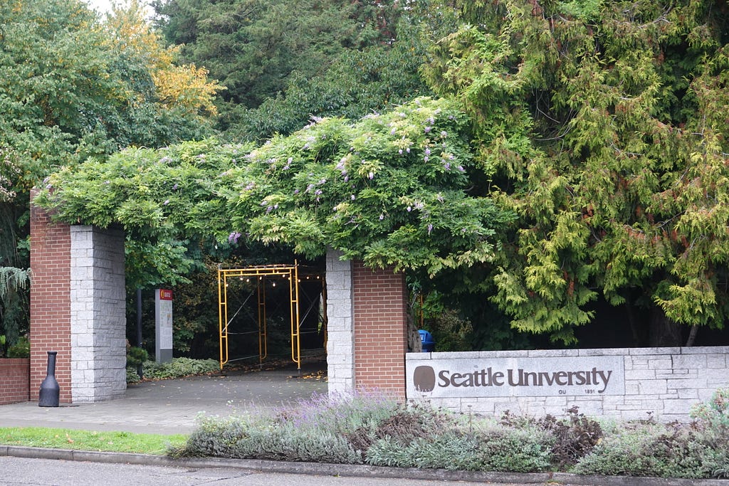 Seattle University sign and entrance