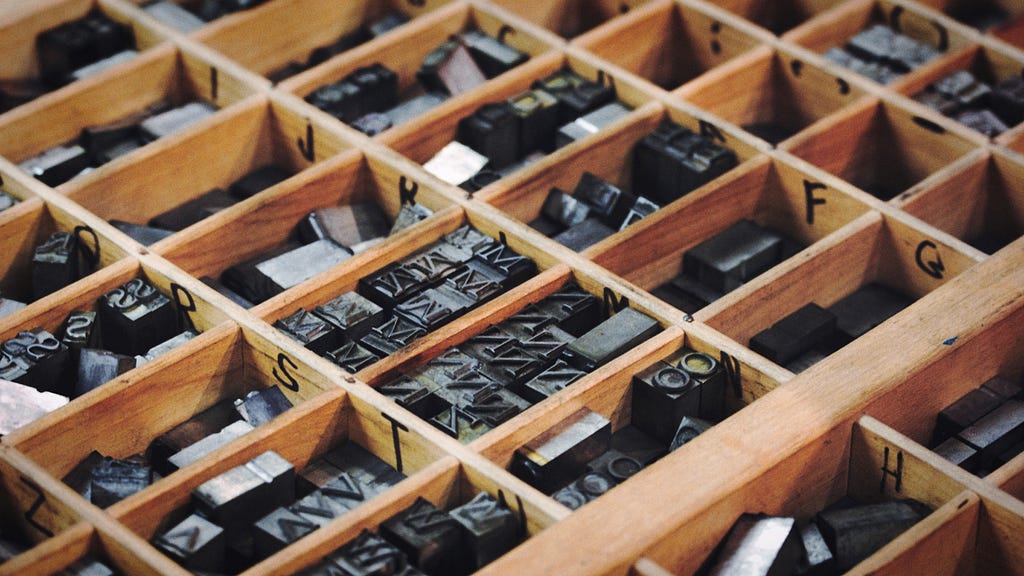 Box of printers letters
