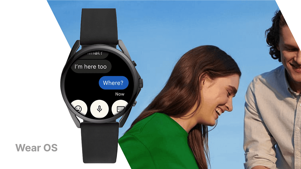Watch using Wear OS and showing a messaging UI