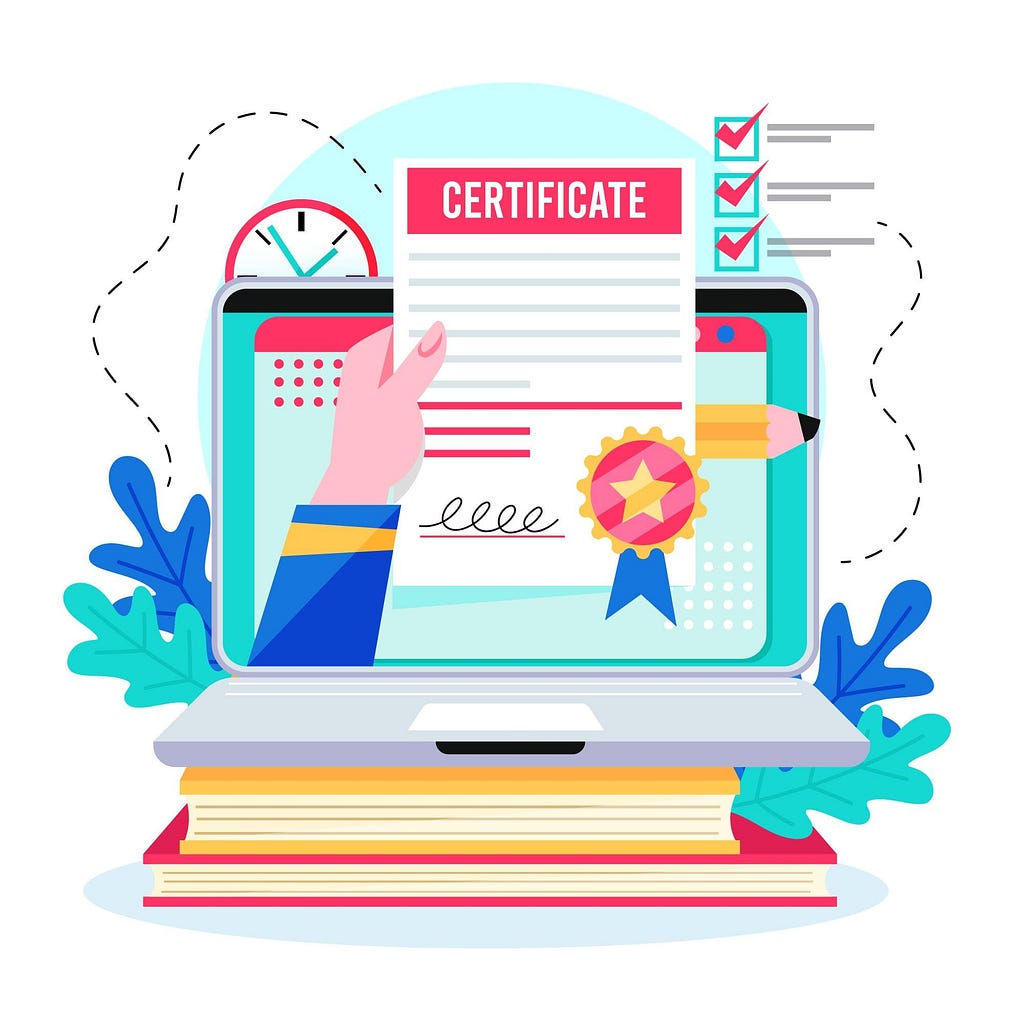 vector image of certification and checklist of qualifications