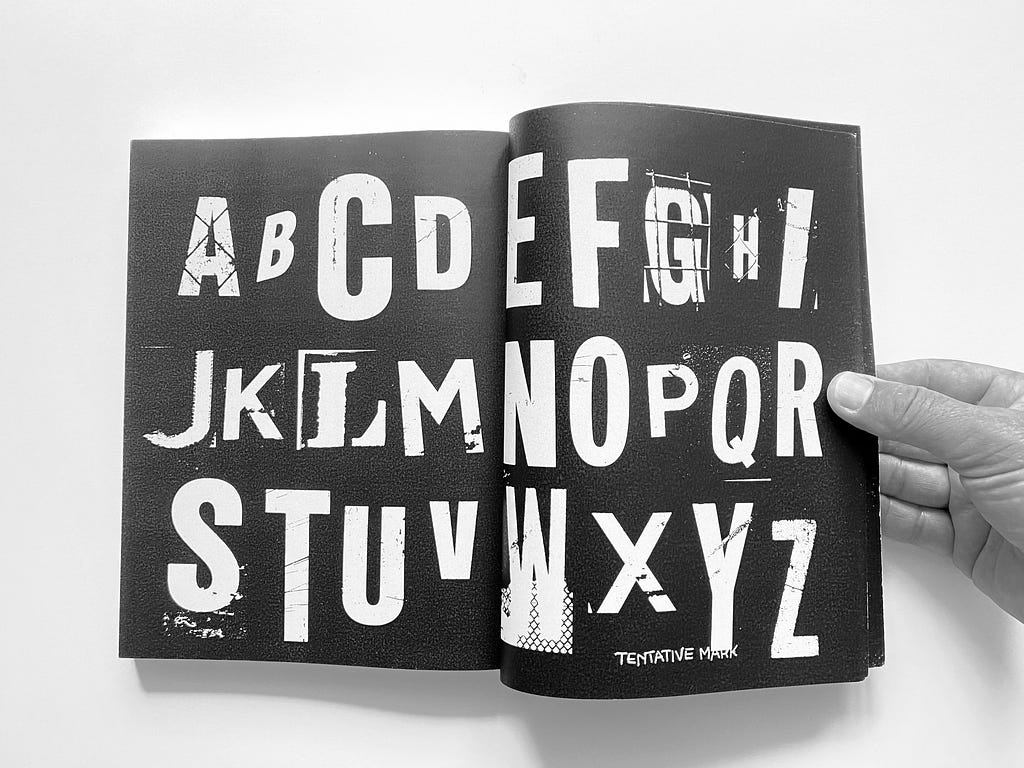 Recombinant Typography publication spread: the types