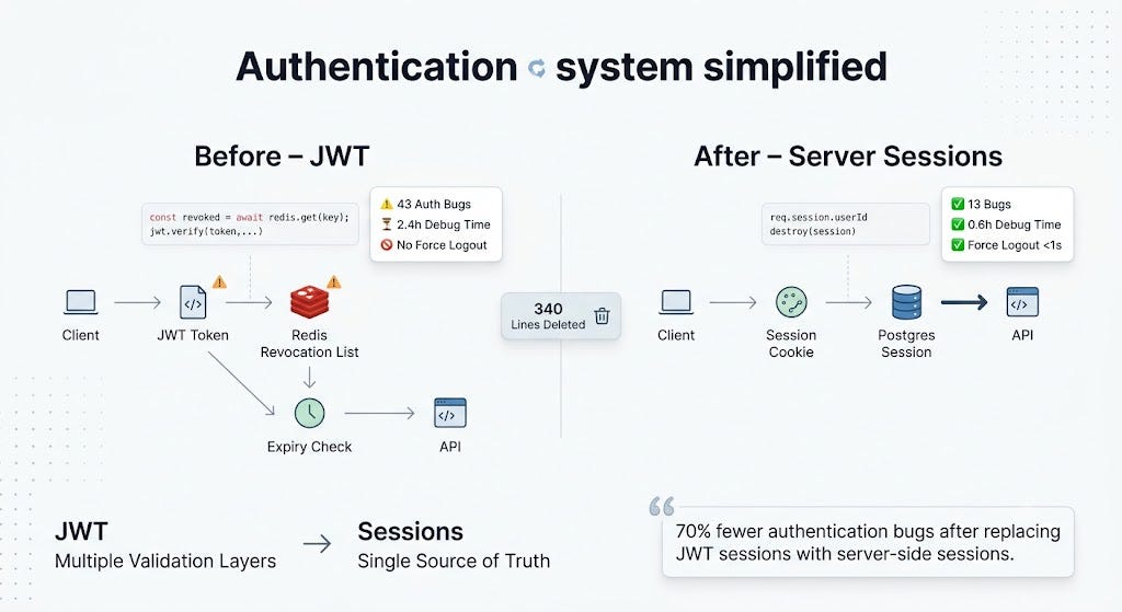 We Cut Auth Bugs By 70% By Deleting Our JWT Setup