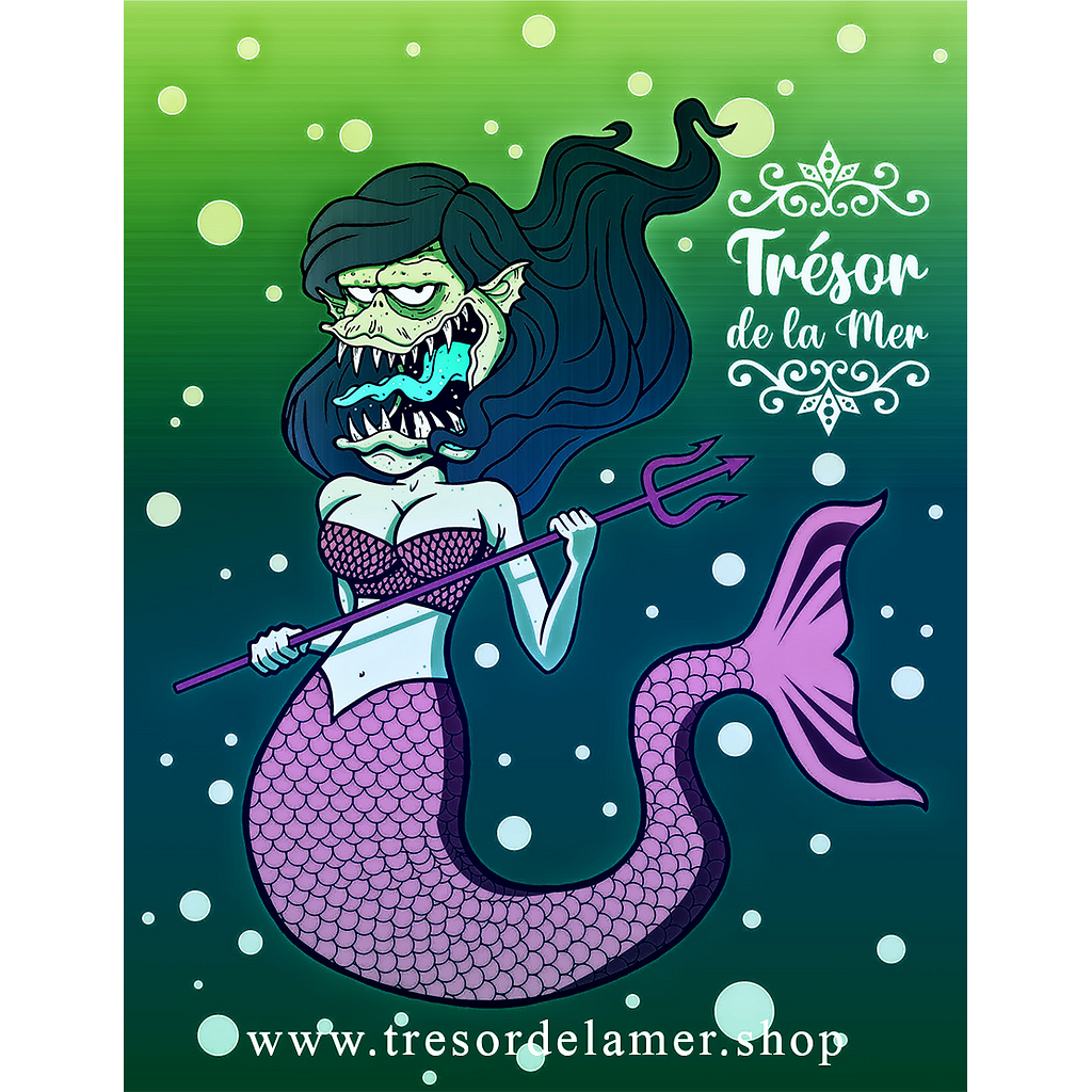 Trésor de la Mer St. Patrick’s Day Monster Mermaid Sticker by Monster Artist Jeff LaChance