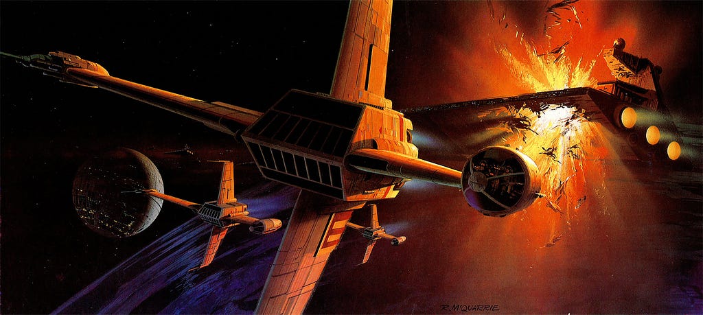 Concept art for Star Wars depicting spaceship combat.