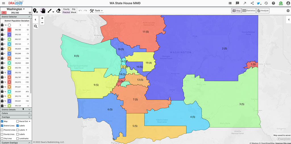 Washington State Lower House Multi-Member District Map