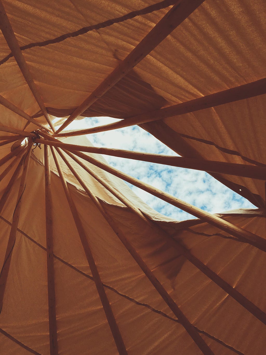 The inside of a teepee during Indigenous Peoples’ Day.