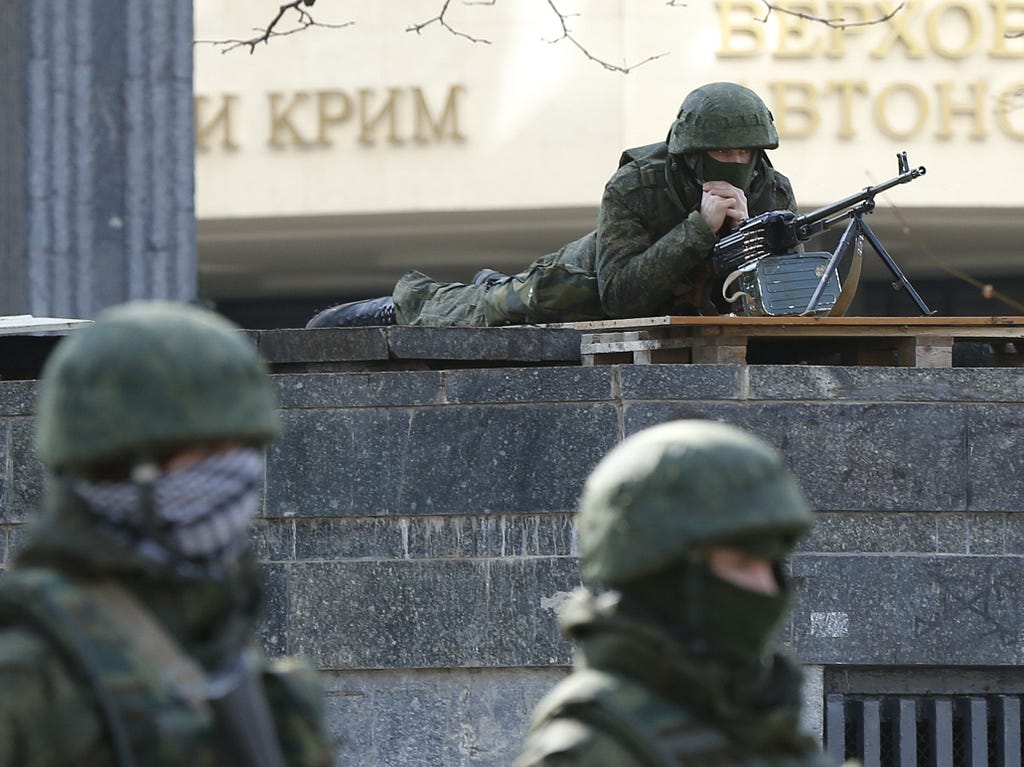 Russian soldiers captured the Crimean parliament. Reuters