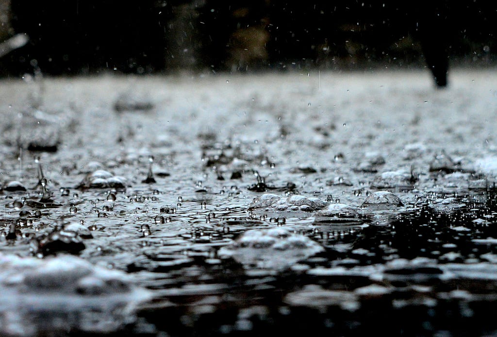 raindrops on wet ground