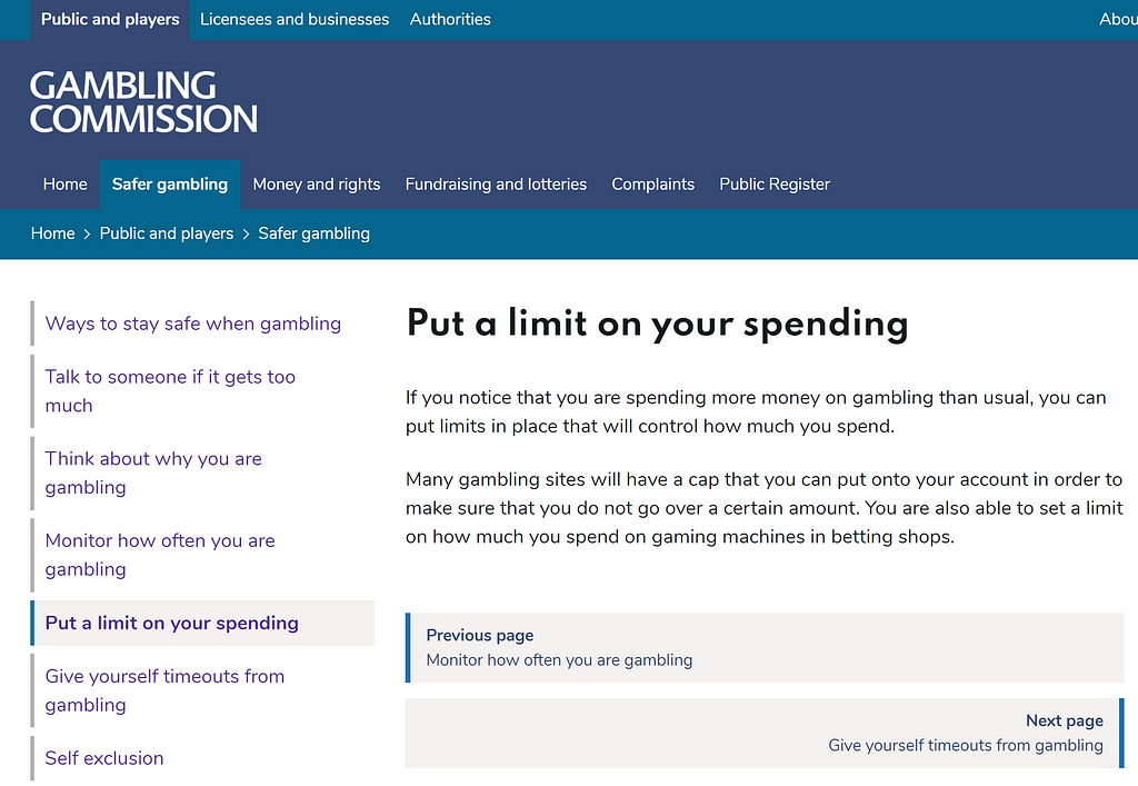 A screenshot of a web page with the title ‘put a limit on your spending’