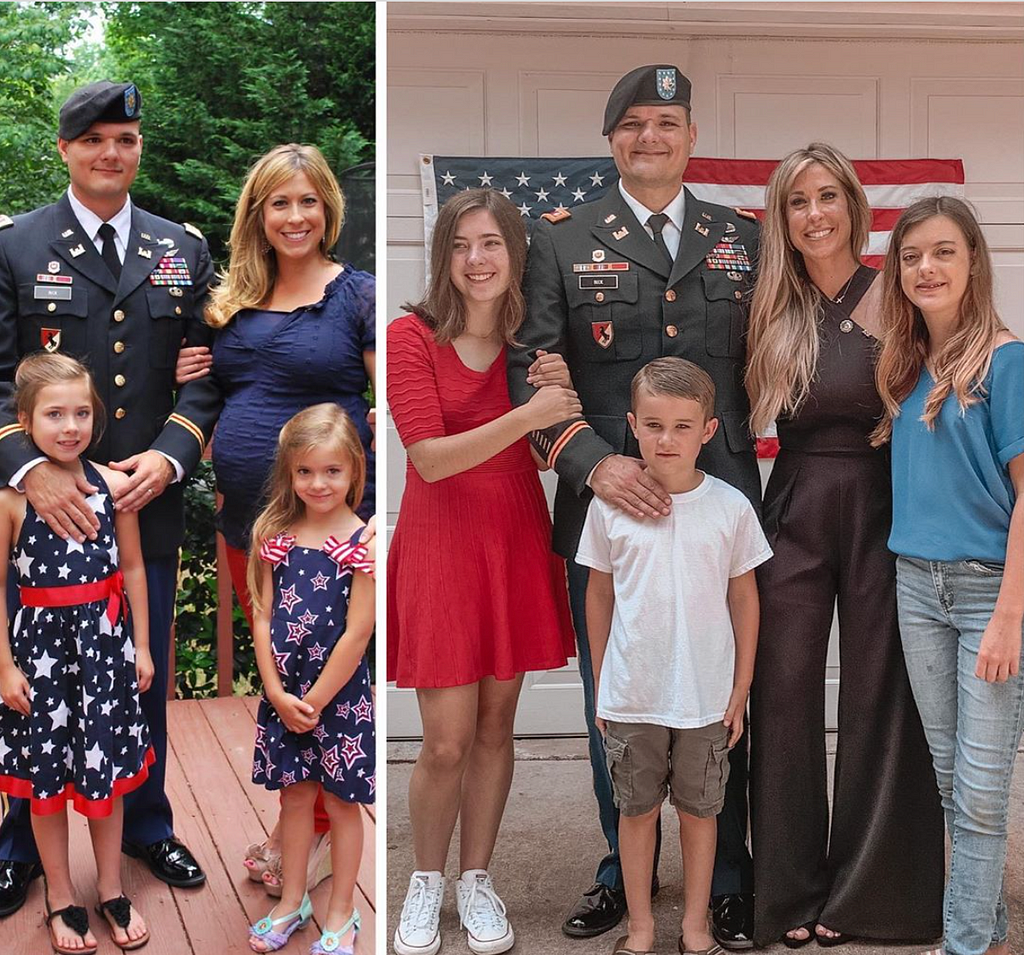 Christie and her family, seven years apart between her husbands promotions.