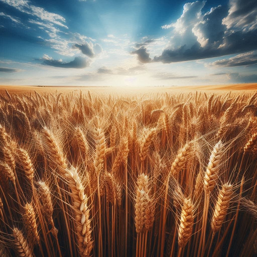 Appreciating God’s provision through a bountiful harvest in a wheat field.