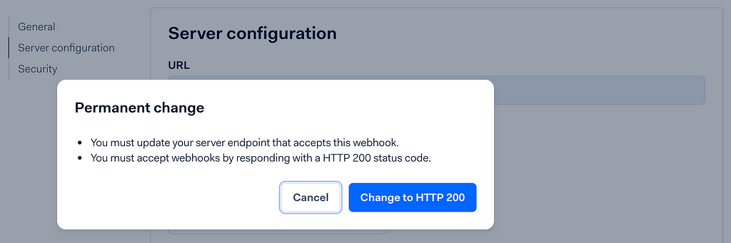 Update wehook configuration popup