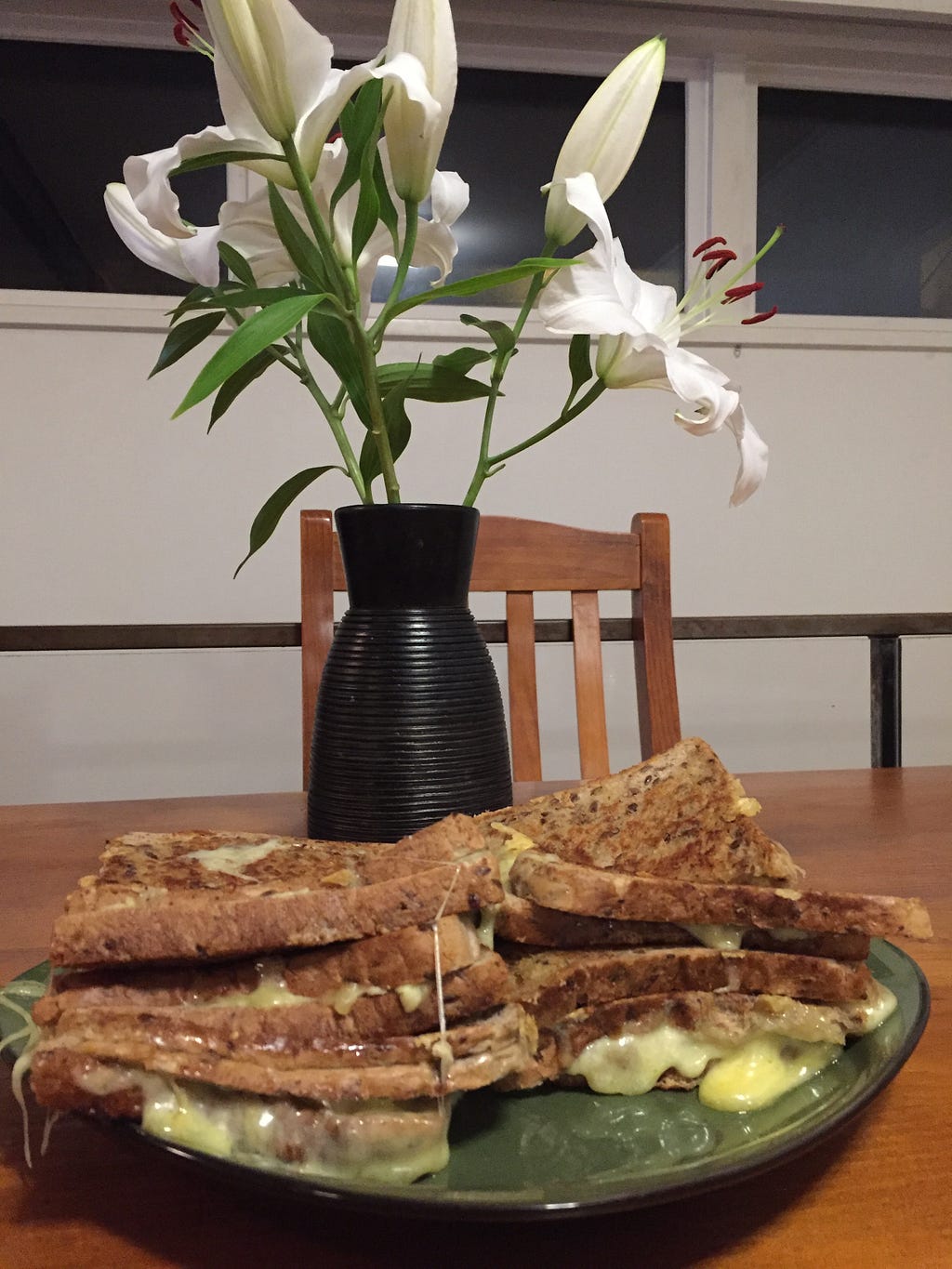 grilled cheese with flowers