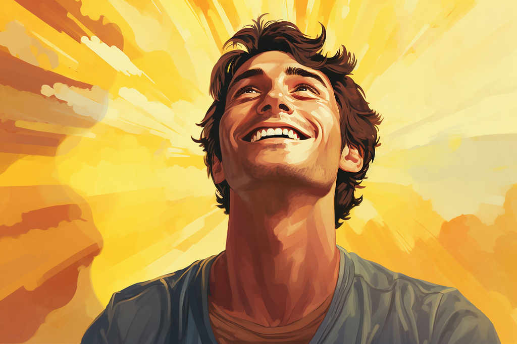 Illustration of a man smiling, filled with hope