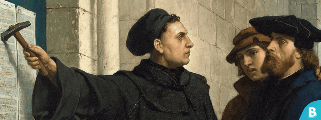 Martin Luther nails his Ninety-Five Theses on the door of Wittenberg’s All Saints Church