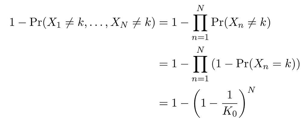 Probability of finding a specific color among a sequence of trials