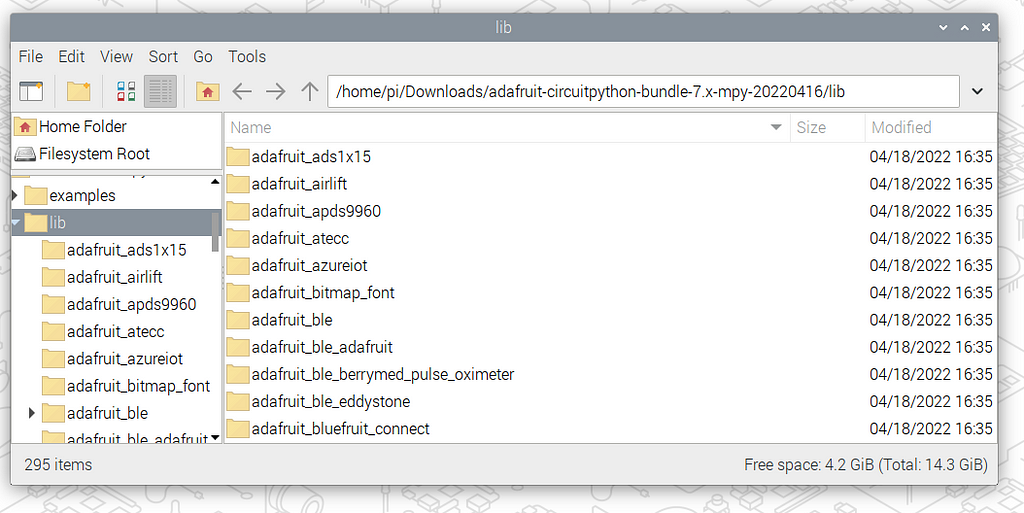 The libraries included within the bundle are shown in a file explorer in list format