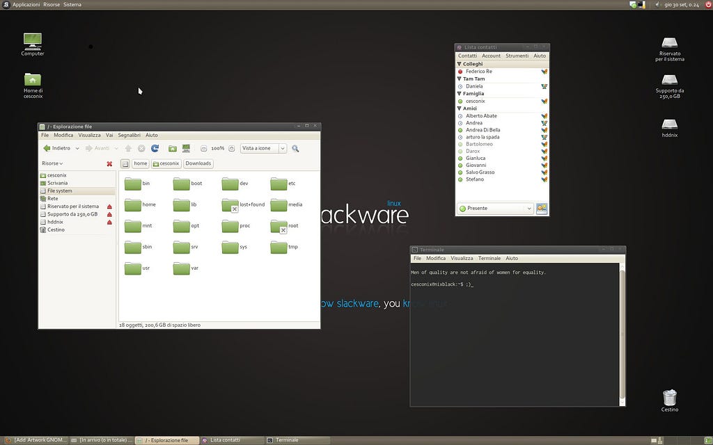 A screenshot of my GNOME theme on Slackware