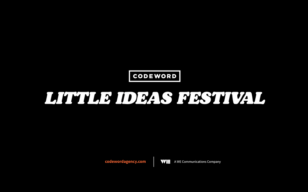 Title presentation slide that reads: Codeword Little Ideas Festival