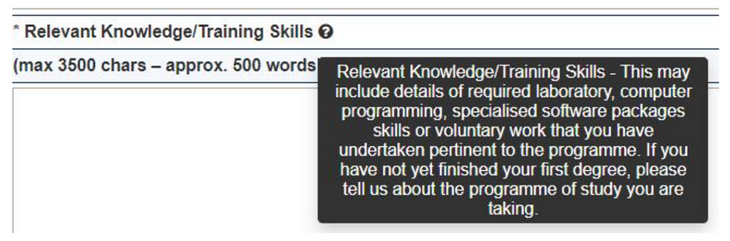 Relevant Knowledge/Training Skills