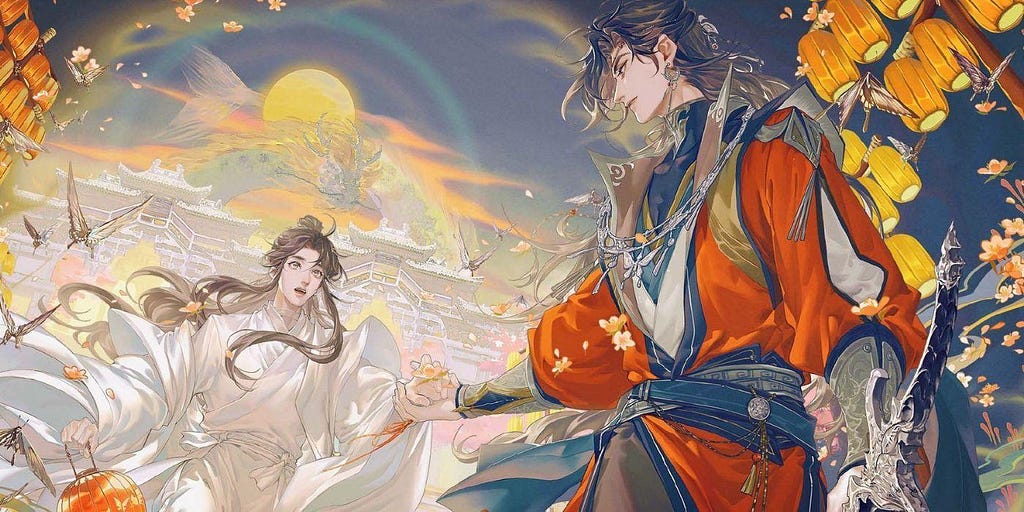 Xie Lian and Hua Cheng from TCGF, Credit: Starember, Tian Guan Ci fu, Heaven Official’s Blessings