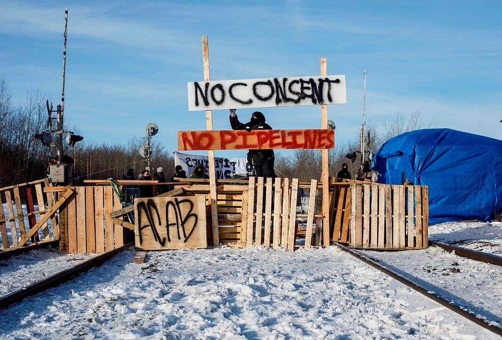 Supporters of the Wet’suwet’en blockading the Canadian Pacific Railway.