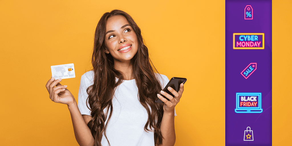 Young woman mobile shopping with credit card