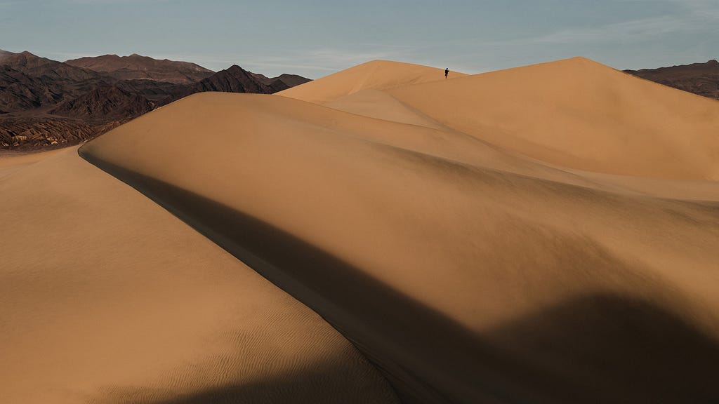Rolling desert sand dunes