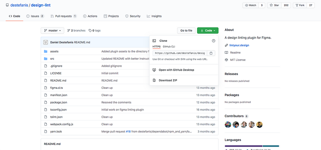 Github page for the plugin Design Lint
