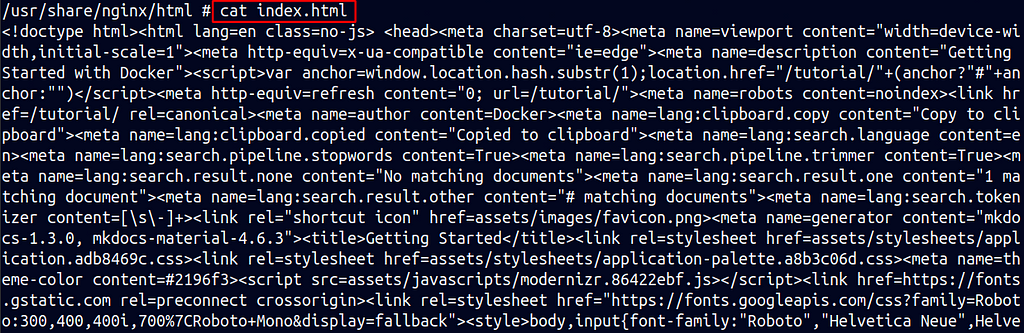 Contents of `index.html` file