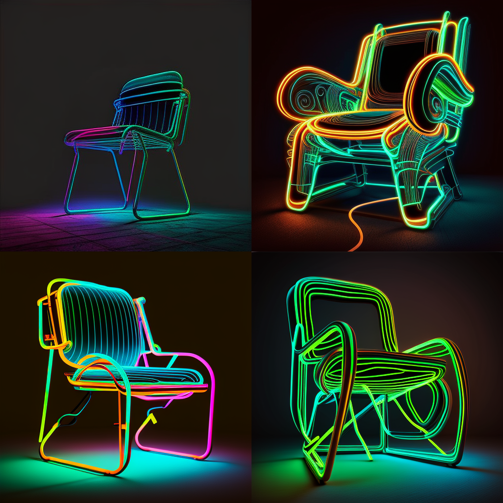 chairs, neon