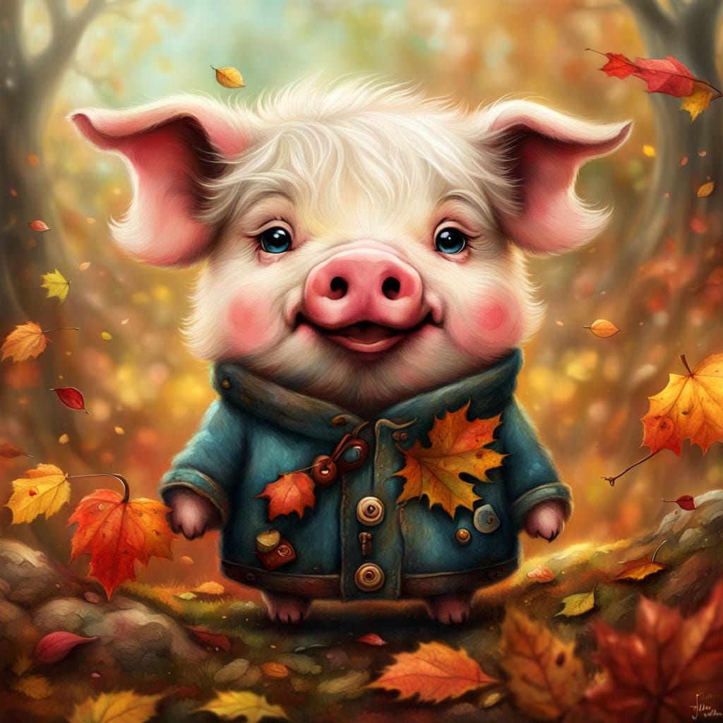 Charming Pig in the Autumn Forest — AI Image Prompt