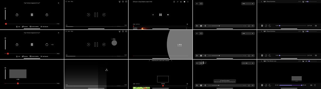 Grid of streaming interface screenshots showing different states when a user takes an action.