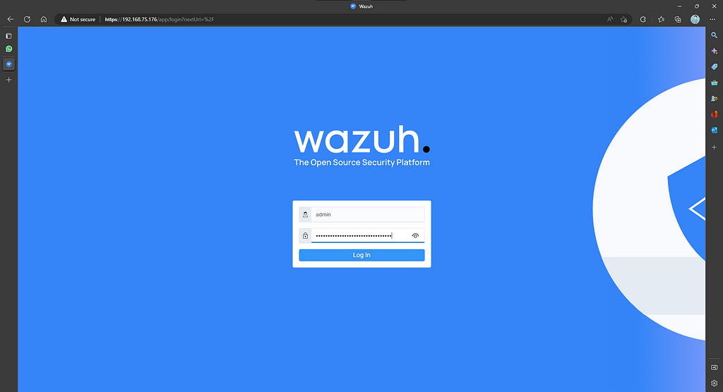 Wazuh login page