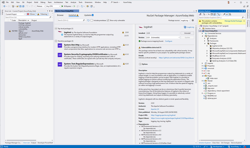 Visual Studio — Solution Explorer