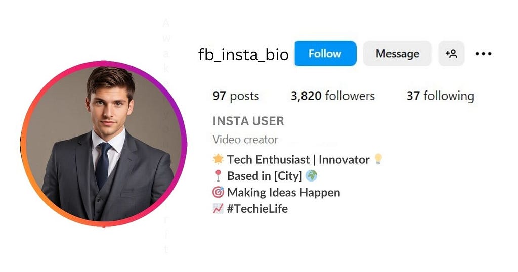 Professional Instagram Bio Ideas for Boys and Girls is visible in this image.