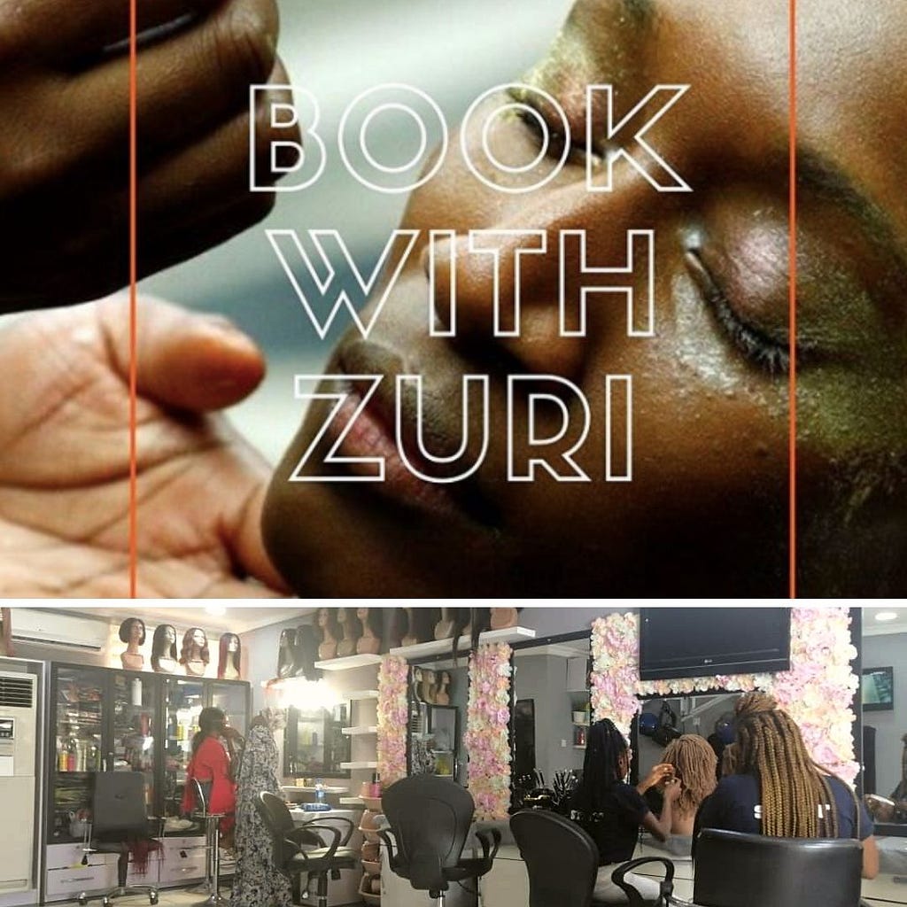 Flyer of Zuri and picture of hair professionals who are customers of Zuri