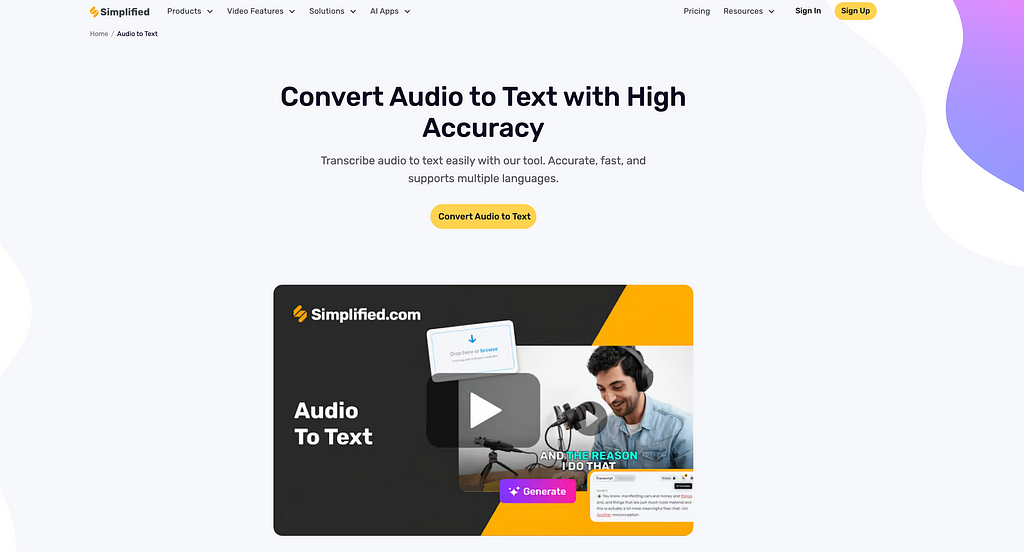 Audio to Text Converter