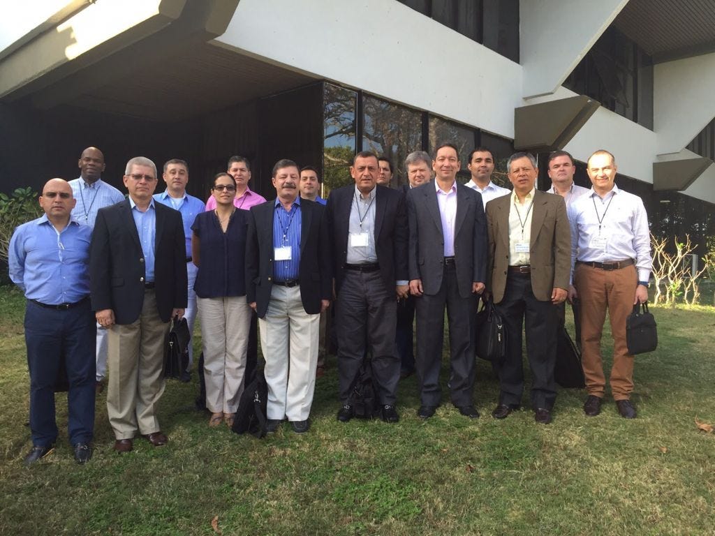 The Government of Colombia’s delegation to the peace talks with the FARC-EP in Havana. Lieutenant Juanita Milan was the only woman on the 17-person delegation.